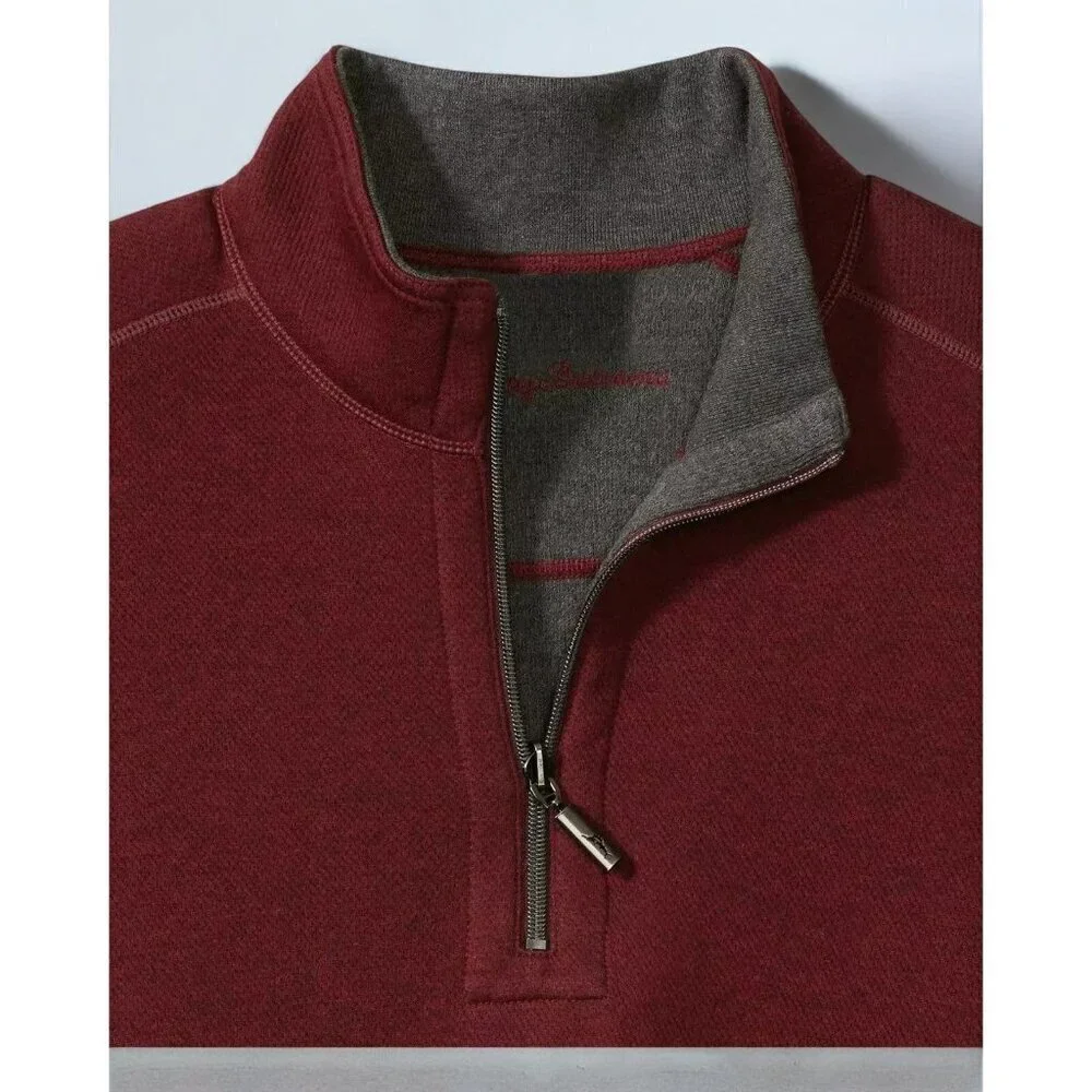 Tommy Bahama Flipshore Reversible Half Zip Sweatshirt 2XLB Burgundy Heather NEW